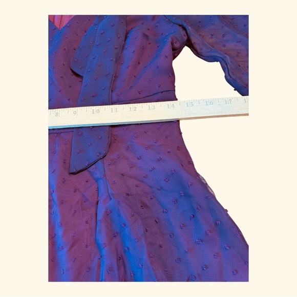 Modcloth Apogee Of Elegance Long Sleeve Chiffon Polka Dot Purple Dress NWOT 8 - Picture 9 of 11